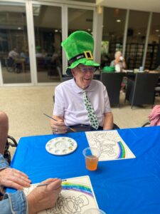 Jim smiling at Seabrae Manor aged care facility in Rothwell Queensland